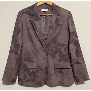 Coldwater Creek Classic Blazer Jacket Linen Blend Sz 8 One‎ Button Modern